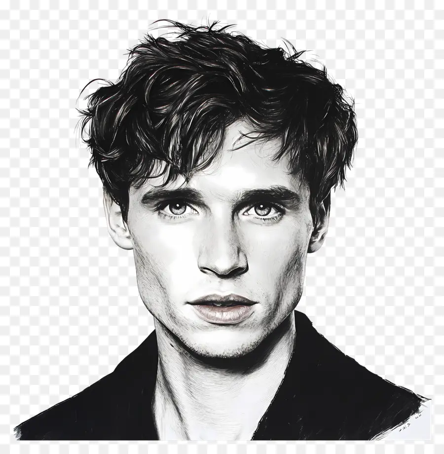 Eddie Redmayne，ภาพขาวดำ PNG