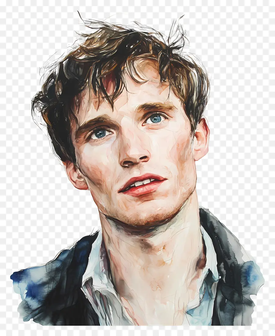 Eddie Redmayne，ภาพเหมือนสีน้ำ PNG