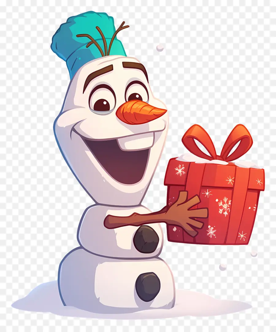 Olaf แช่แข็ง，มนุษย์หิมะพร้อมของขวัญ PNG