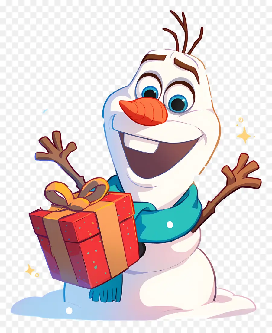 Olaf แช่แข็ง，มนุษย์หิมะพร้อมของขวัญ PNG