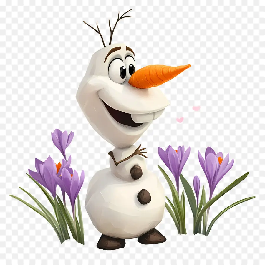 Olaf แช่แข็ง，มนุษย์หิมะด้วยดอกไม้ PNG