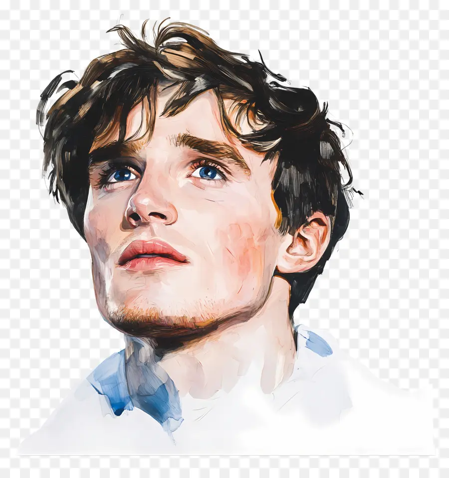 Eddie Redmayne，ชายสีน้ำเงยหน้าขึ้นมอง PNG