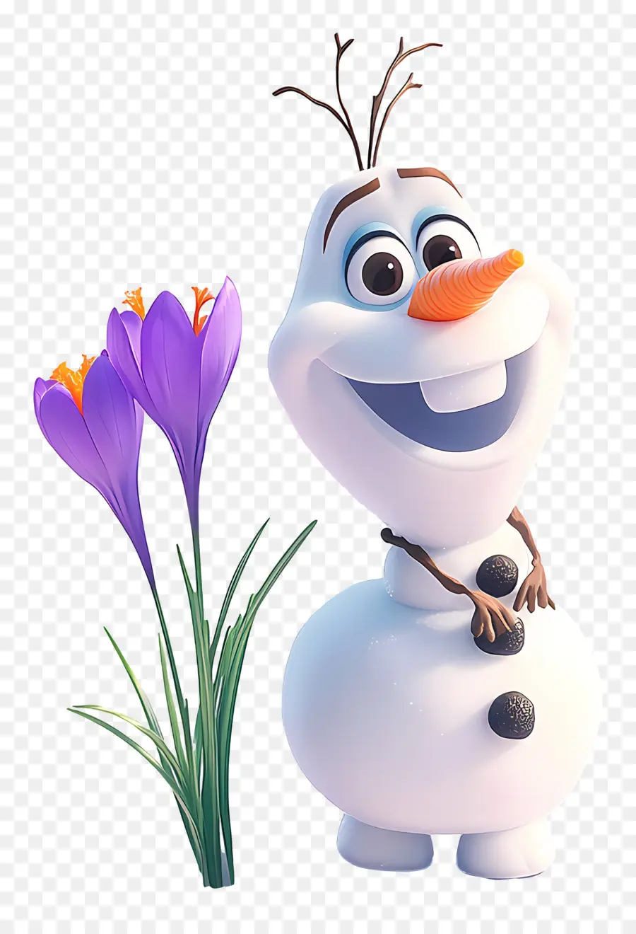 Olaf แช่แข็ง，มนุษย์หิมะด้วยดอกไม้ PNG