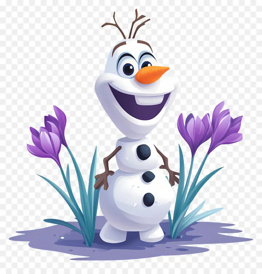 Olaf แช่แข็ง，มนุษย์หิมะด้วยดอกไม้ PNG