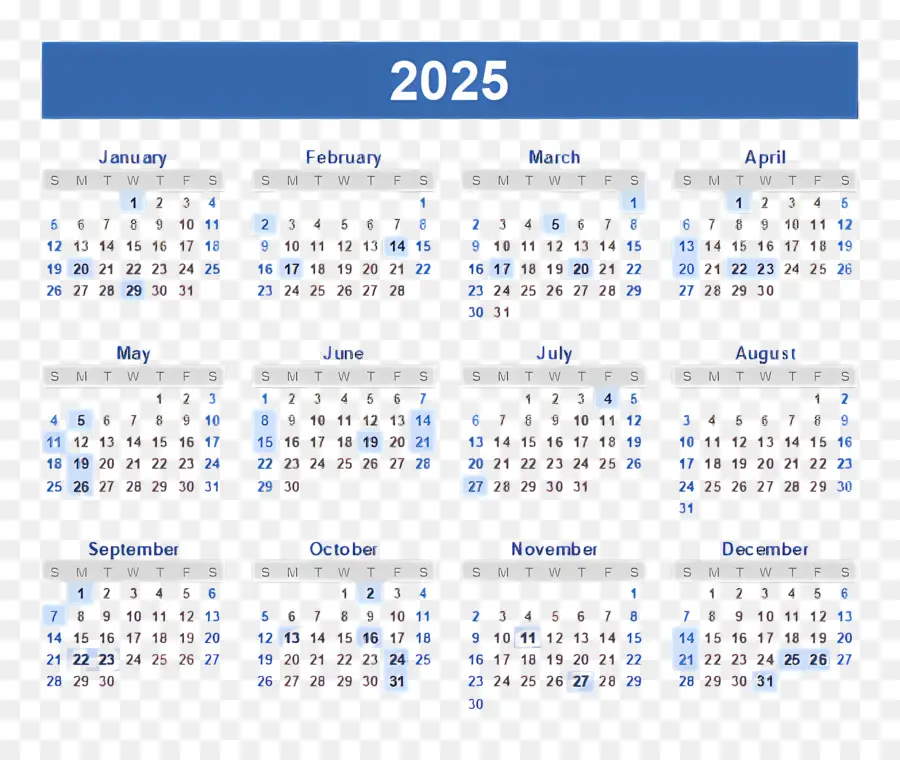 2025 ปฏิทิน，2028 ปฏิทิน PNG