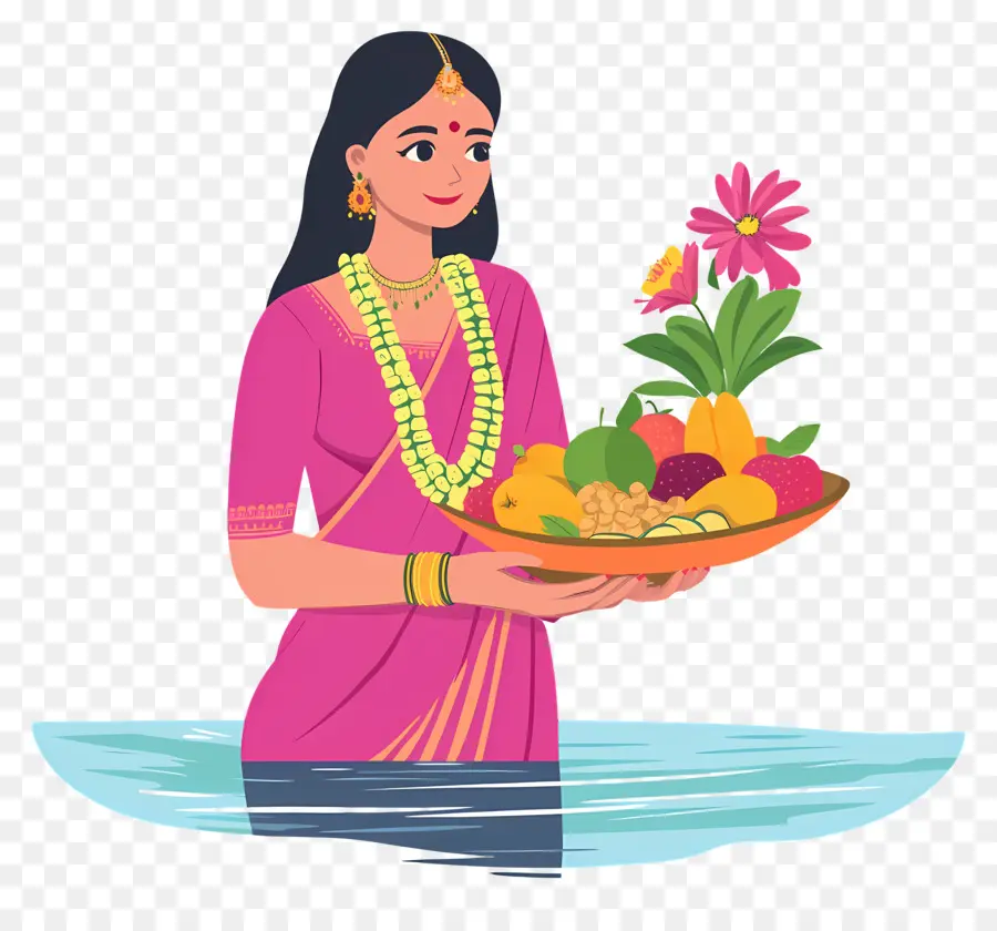 Chhath Puja，ผู้หญิงในชุดแบบดั้งเดิมที่มีข้อเสนอ PNG