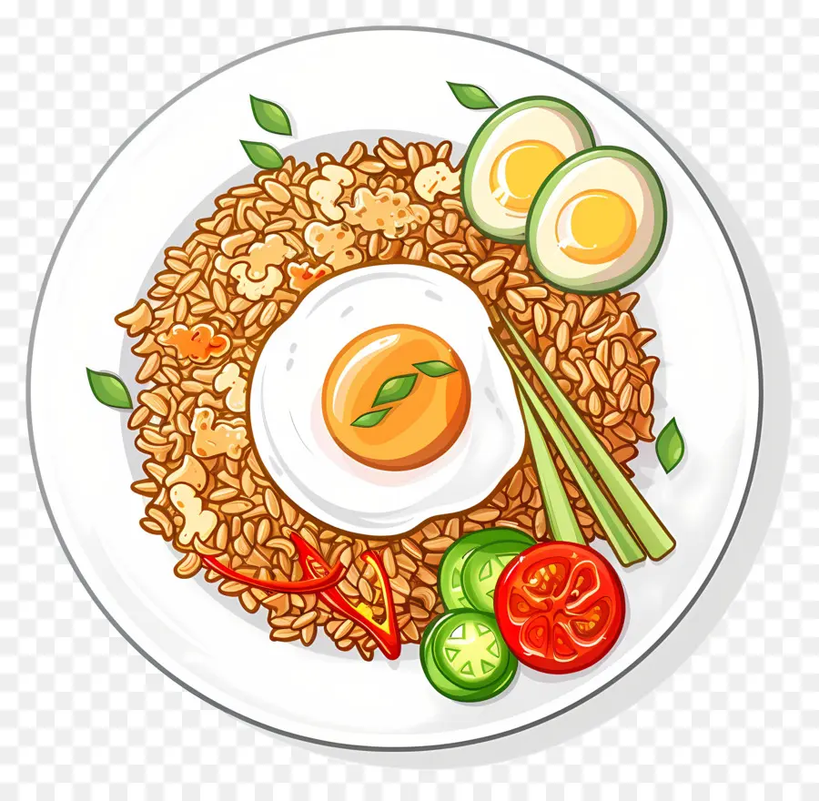 ข้าวผัด，ข้าวและไข่กับตะไคร้ PNG