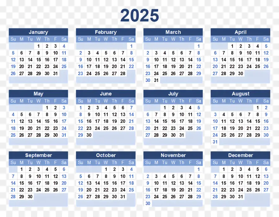 2025 ปฏิทิน，2028 ปฏิทิน PNG