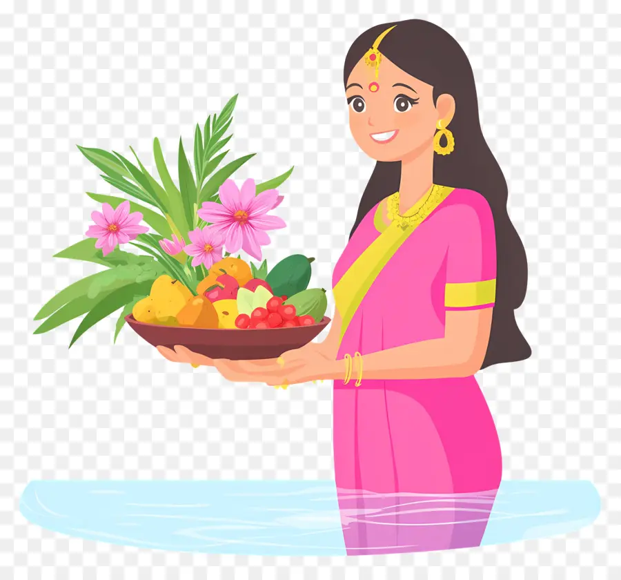 Chhath Puja，ผู้หญิงในชุดแบบดั้งเดิมที่มีข้อเสนอ PNG