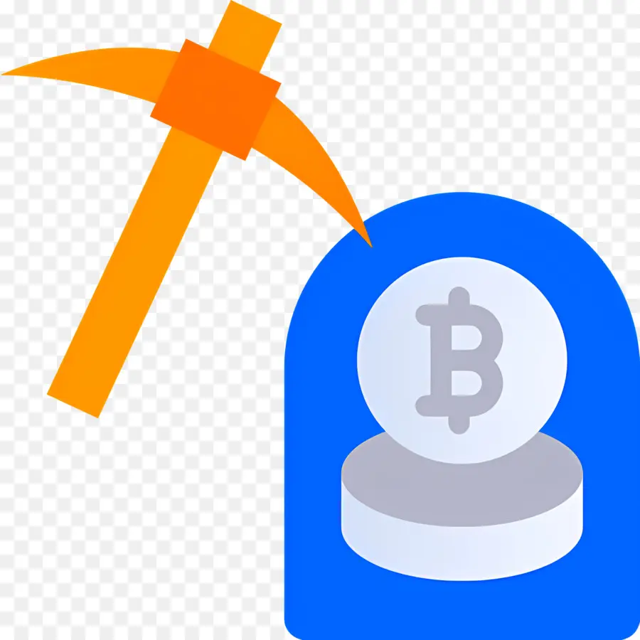 Bitcoin Miner，การขุด Bitcoin ด้วย Pickaxe สีส้ม PNG