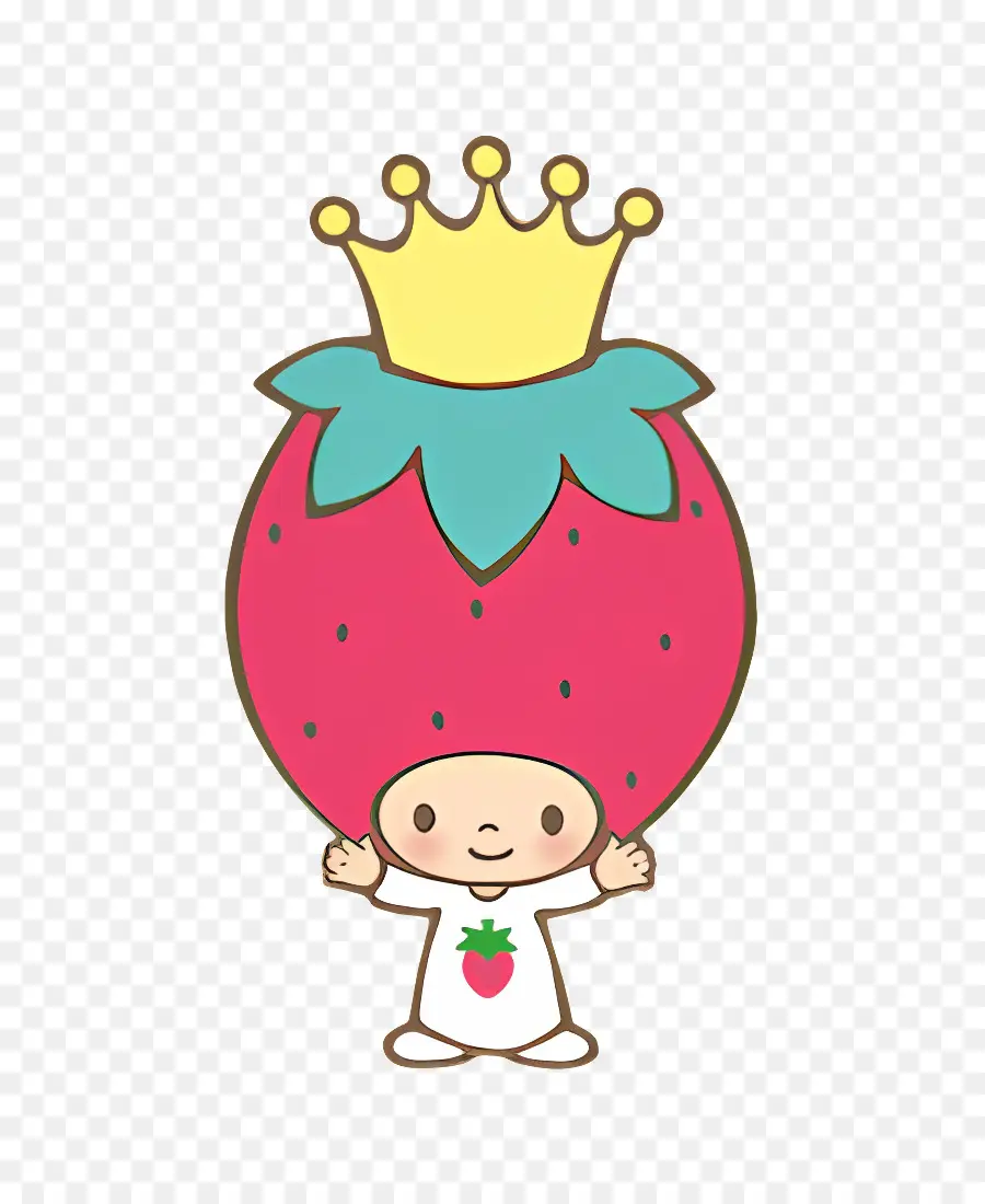 King Strawberry，ตัวละครหัวสตรอเบอร์รี่กับมงกุฎ PNG