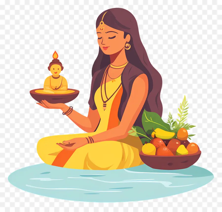 Chhath Puja，ผู้หญิงในการทำสมาธิ PNG