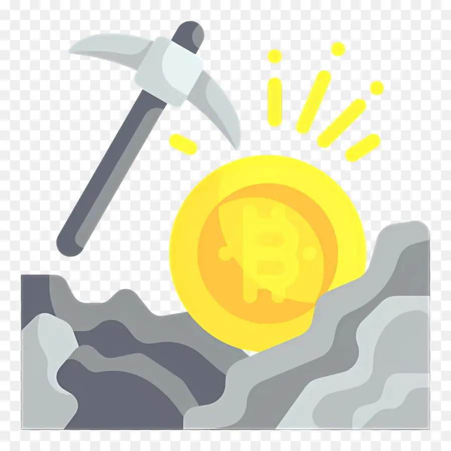 Bitcoin Miner，การขุด Bitcoin ด้วย Pickaxe สีเทา PNG