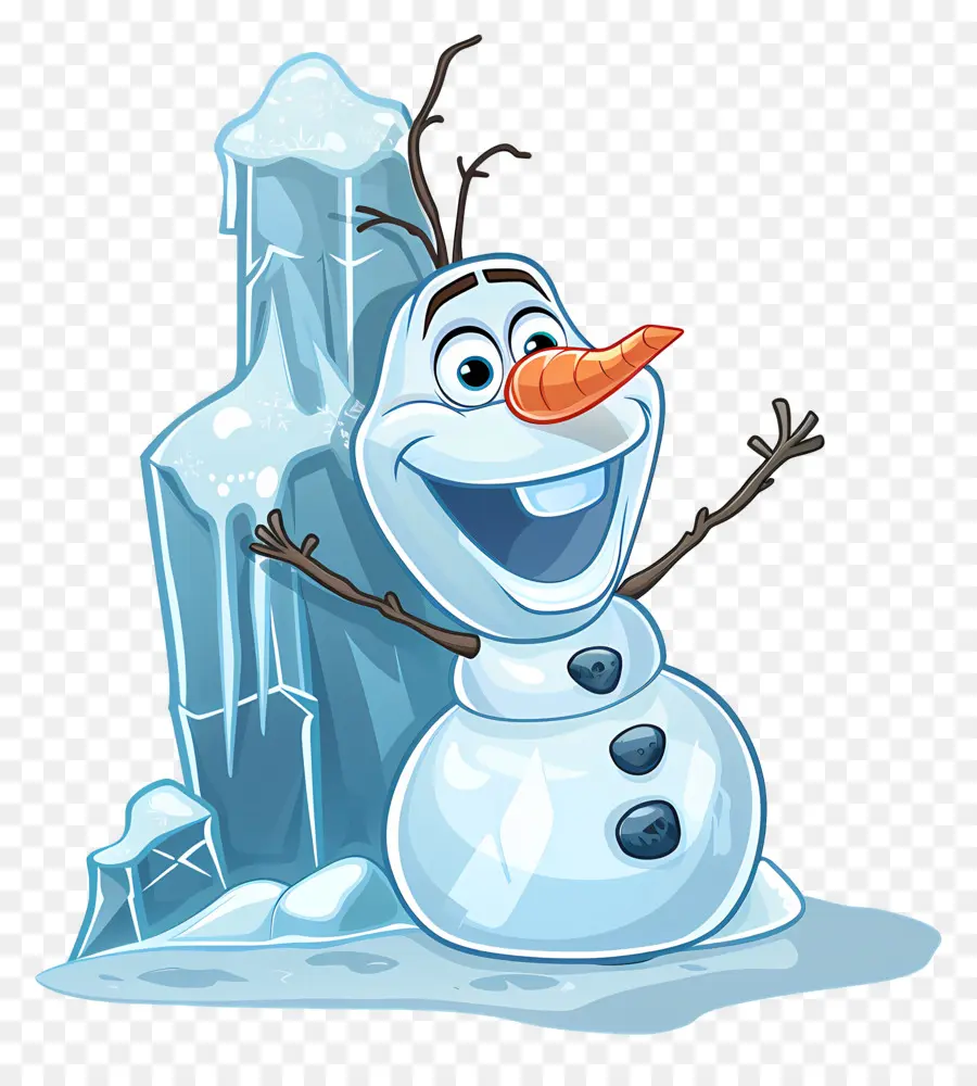 Olaf แช่แข็ง，มนุษย์หิมะบนบล็อกน้ำแข็ง PNG