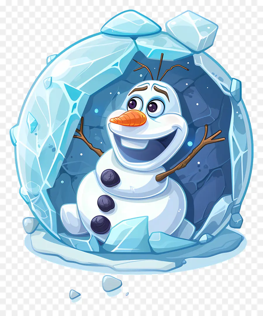 Olaf แช่แข็ง，มนุษย์หิมะในทรงกลมน้ำแข็ง PNG