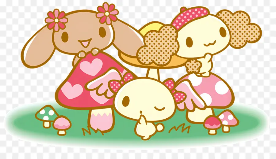 Cinnamoangels，กระต่ายกับเห็ด PNG