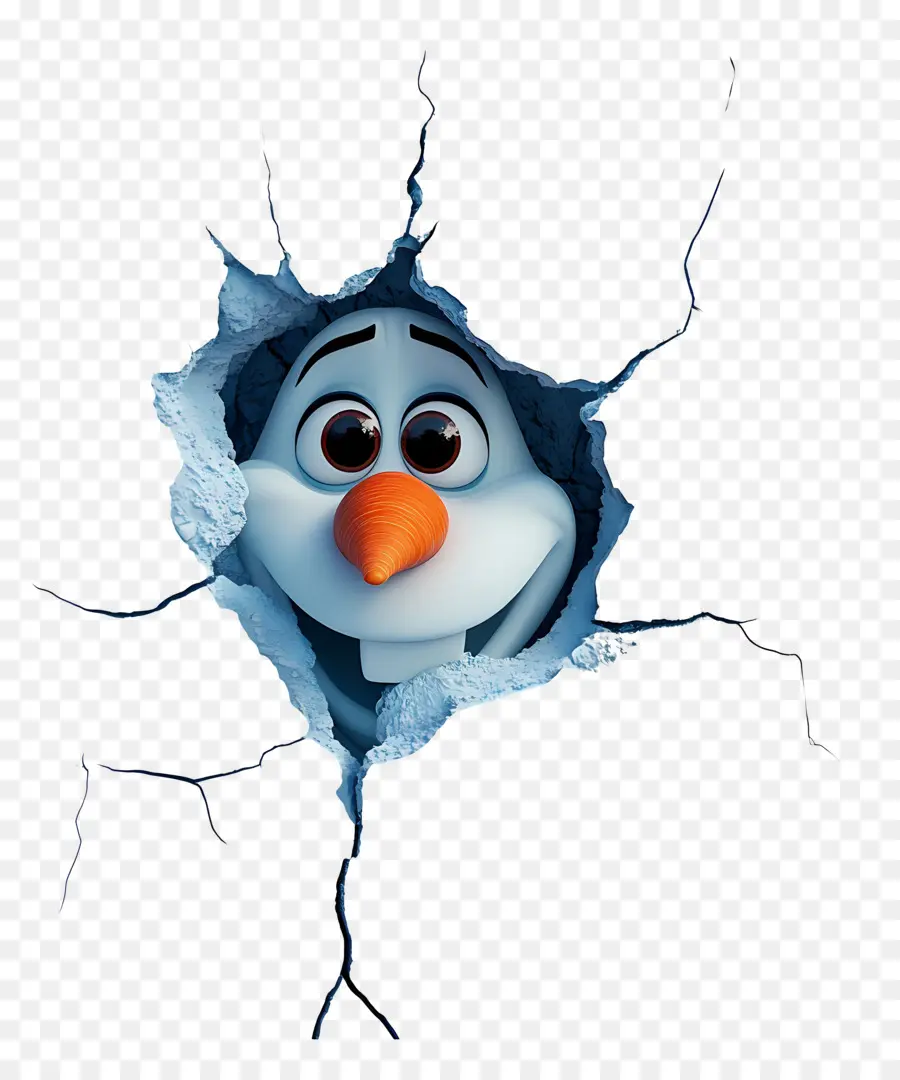 Olaf แช่แข็ง，มนุษย์หิมะโผล่ผ่านน้ำแข็ง PNG