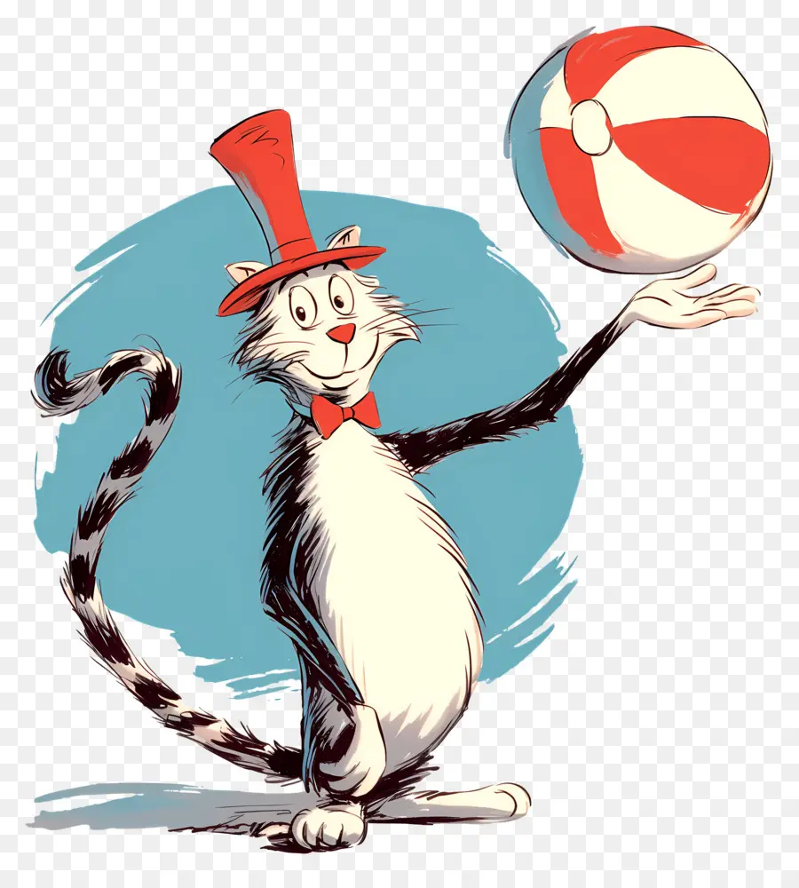 ดร Seuss，แมวกับหมวกและลูกบอล PNG