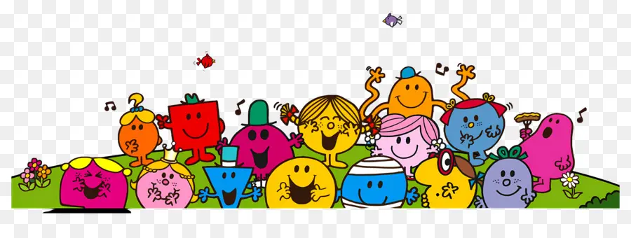 Mr Men Little Miss，กลุ่มของตัวละครที่มีสีสัน PNG