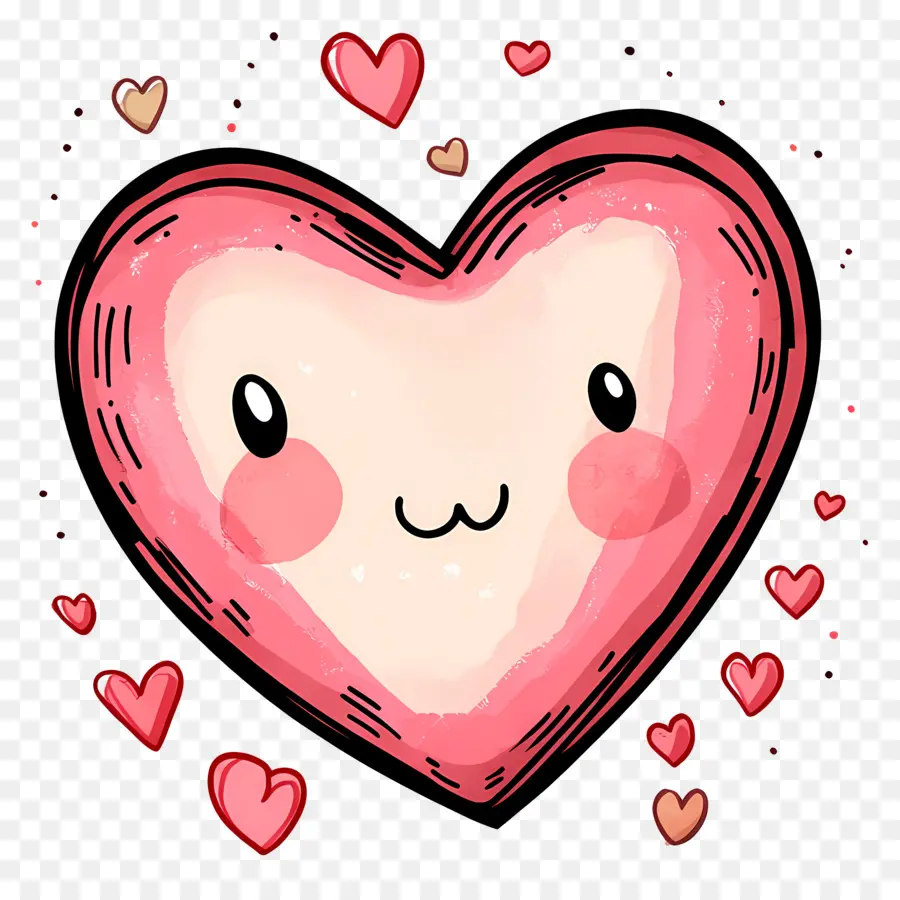 Kawaii Heart，หัวใจสีชมพู PNG