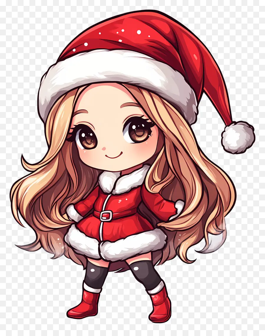 อนิเมะคริสต์มาส，Chibi Santa Girl PNG