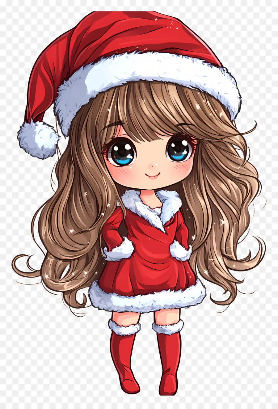 อนิเมะคริสต์มาส，Chibi Santa Girl PNG