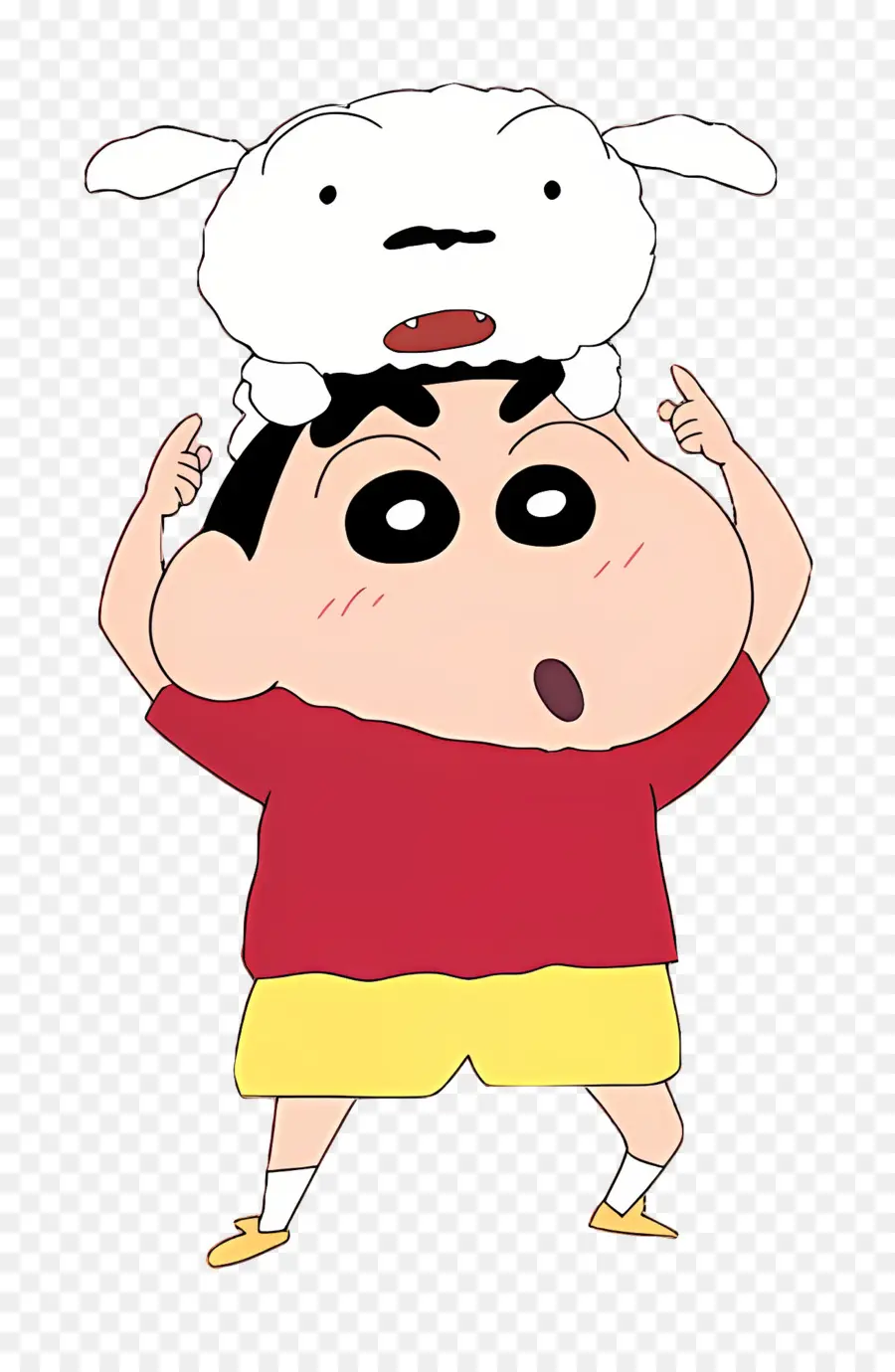 ชินชาน，Cartoon Boy With Dog On Head PNG