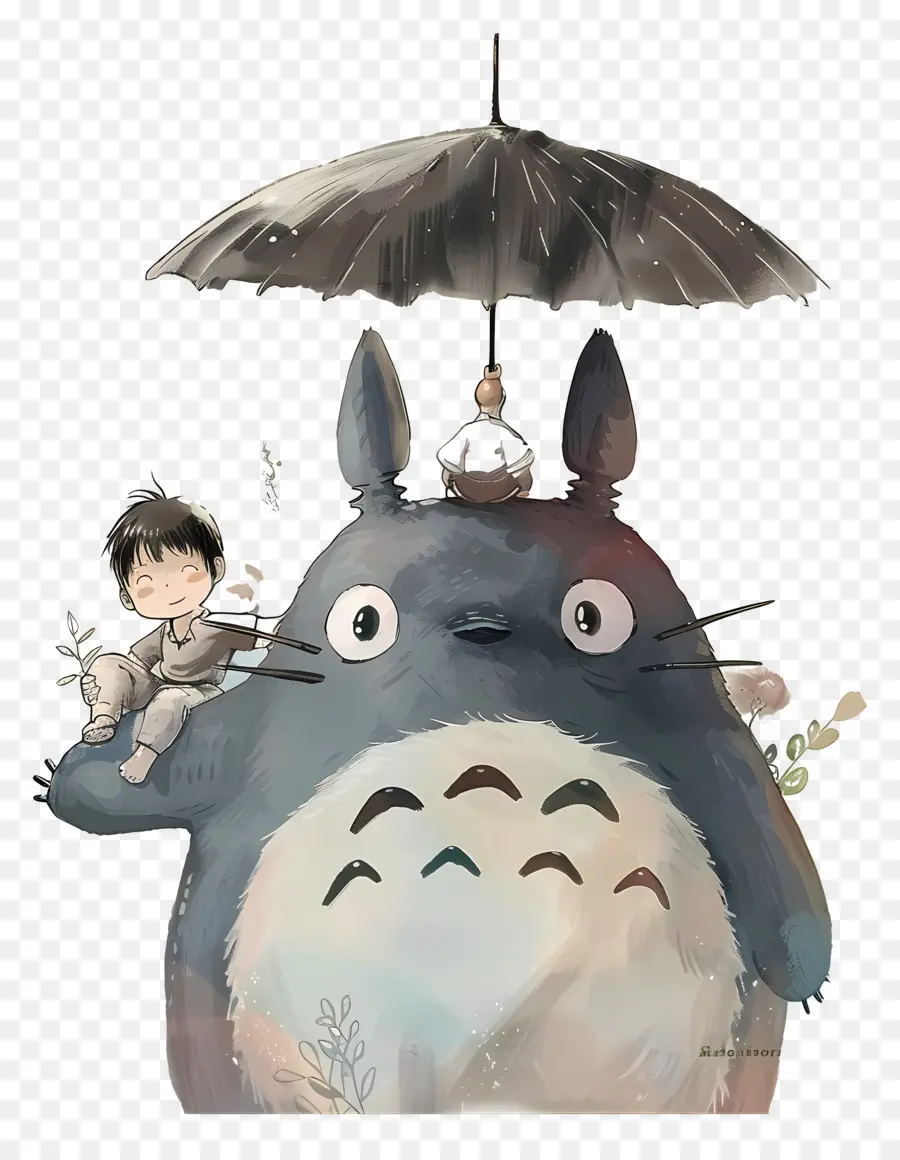 ยืด，Totoro กับร่ม PNG